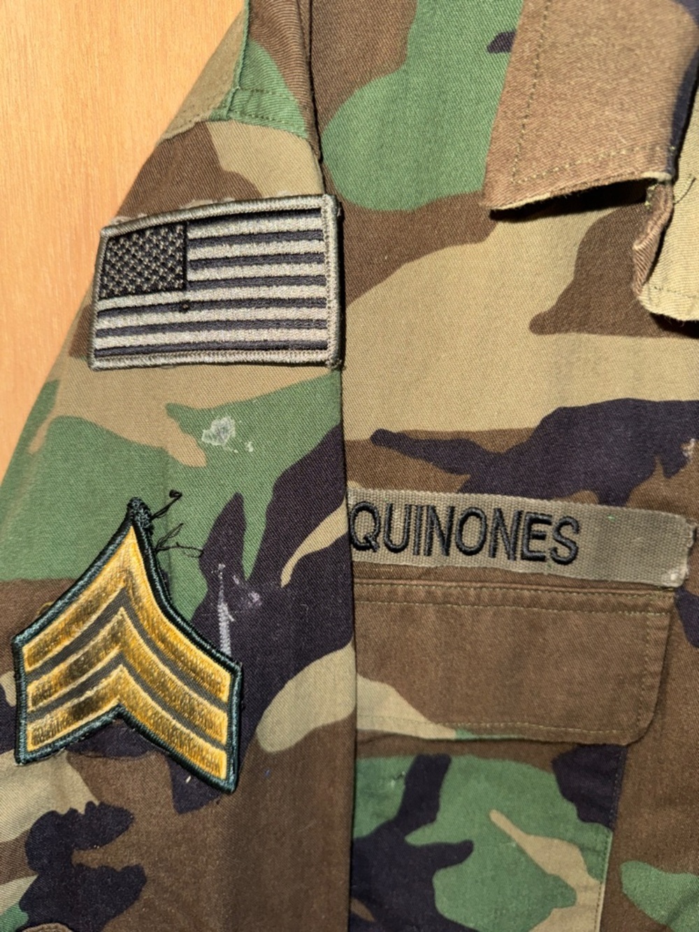 Vintage US Military Battle Dress Uniform Field Jacket M81 Woodland Camo Large - Picture 3 of 6